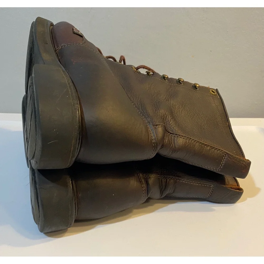 Justin Original Workboots Mens‎ 7.5 D Brown Leather Kiltie Lace Up Boots 0761